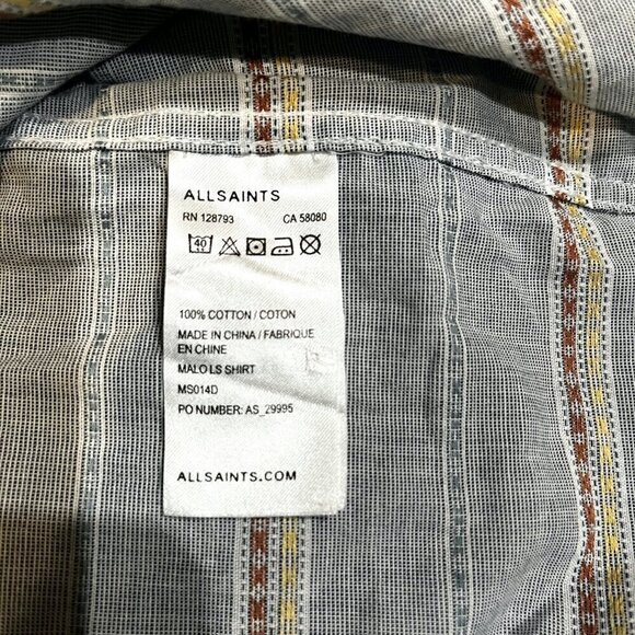 ALL SAINTS ALLSAINTS Long Sleeve Button Up Men's Shirt - Southwestern Stripe XXL - Picture 10 of 11